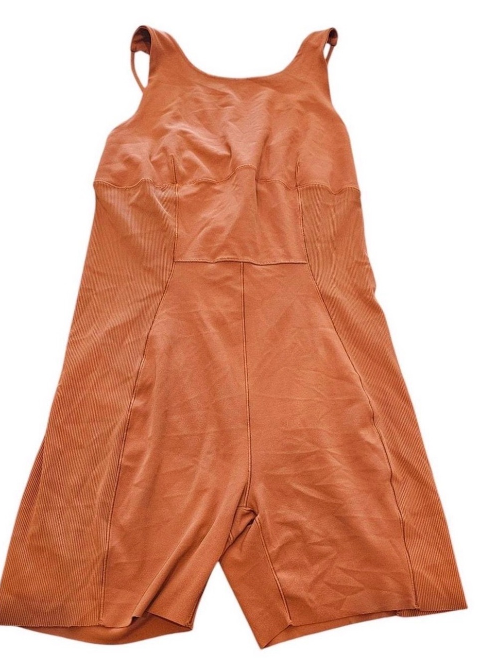 Rust Orange Womens Ribbed Tank short Romper Jumpsuit